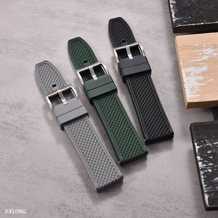 HAISCH Bullet-Shaped FKM Rubber Watch Strap – 18-24mm, Quick Release, Waterproof