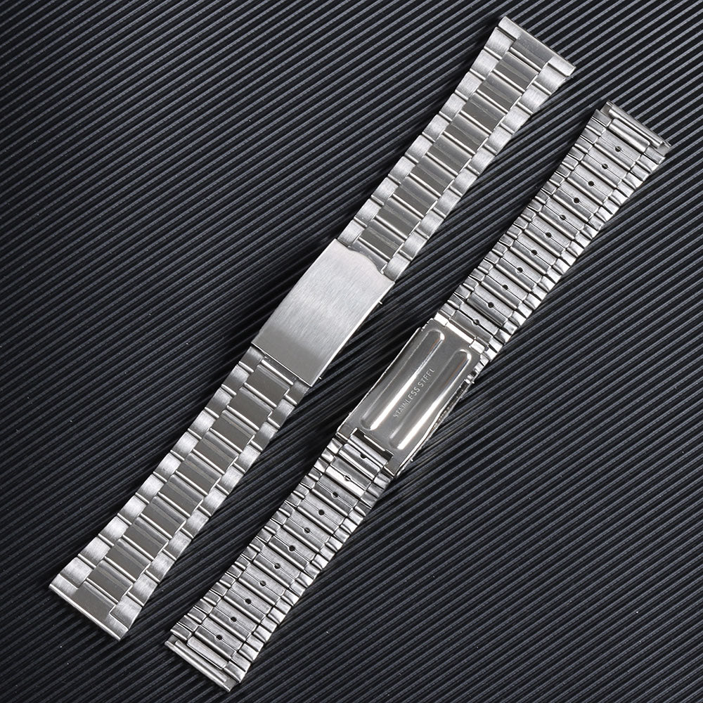 Stainless Steel Watch Strap – 12–20mm, Folding Buckle, Silver & Gold