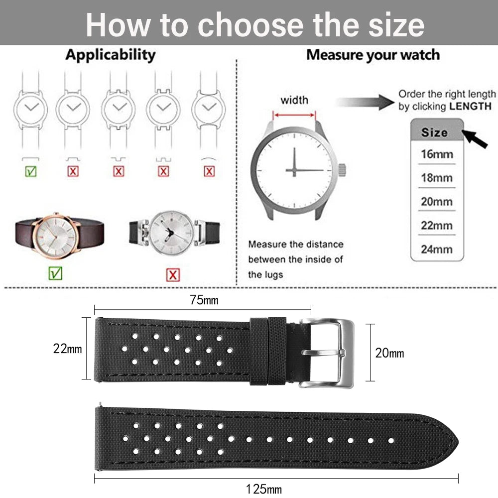 Nylon Sailcloth Watch Strap 18 20mm 22mm Band Waterproof Fabric Premium Watchband Quick Release Wristband Belt Watch Accessories