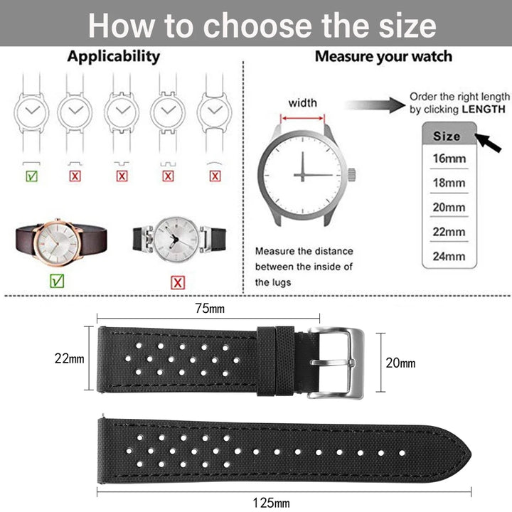 Nylon Sailcloth Watch Strap 18 20mm 22mm Band Waterproof Fabric Premium Watchband Quick Release Wristband Belt Watch Accessories
