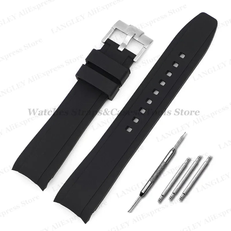 Soft Silicone Watch Strap for Omega for Swatch for MoonSwatch Band Men Women Curved End Diving Rubber Sport Watch Bracelet 20mm
