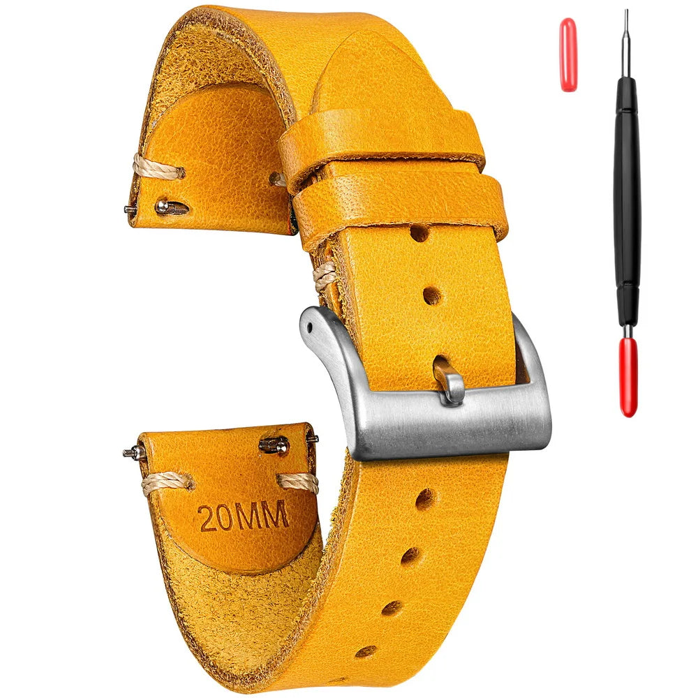 HEMSUT Italian Buttero Leather Watch Strap – 18–22mm Quick Release