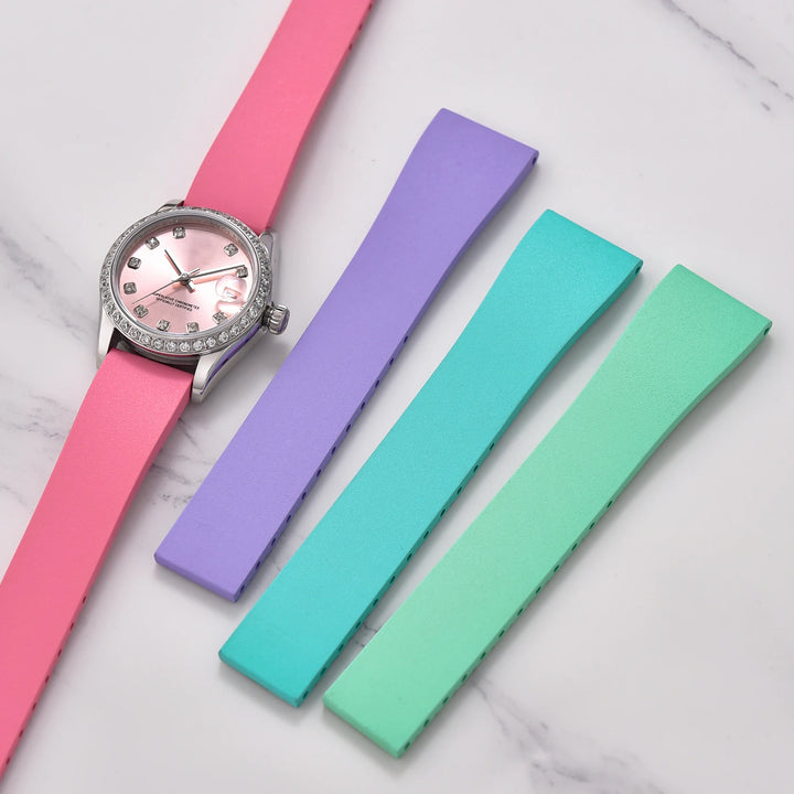 NATOBELT CTS FKM Rubber Watch Band Strap 16mm 18mm 19mm 20mm 21mm 22mm Quick Release Butterfly Cut-to-Size Sweatproof Waterproof