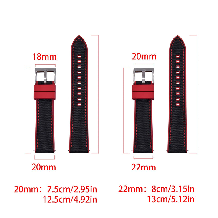 New Design Hybrid FKM Watch Strap 20mm 22mm Fluoro Rubber Canvas Nylon Watchbands Quick Release For Each Brand Diving Watches