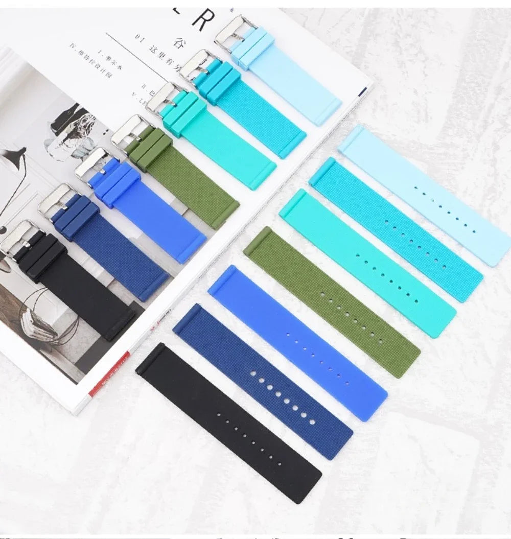 Silicone Watch Strap – 12–24mm, Soft Rubber for Seiko & Huawei GT Series