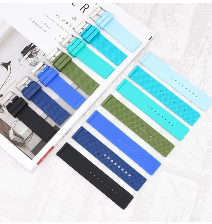 Silicone Watch Strap – 12–24mm, Soft Rubber for Seiko & Huawei GT Series