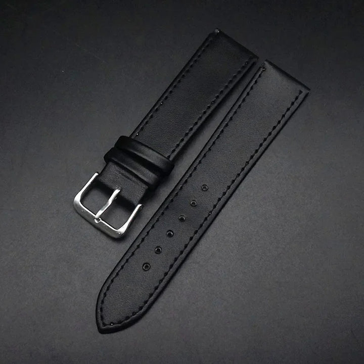 Black & Brown PU Leather Watch Strap (12–22mm)