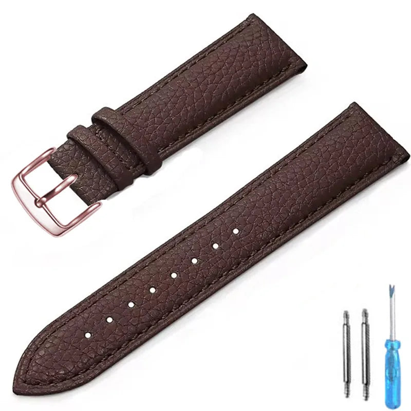 Genuine Leather Watch Band 12mm 14mm 16mm 18mm 20mm Watch Strap for Man Women High-quality Wrist Watchband + Tool