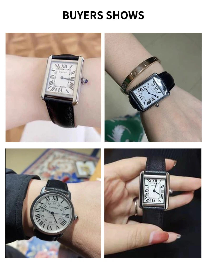 Cowhide Watch Strap Accessories for Cartier Tank – 16–23mm, Stainless Steel