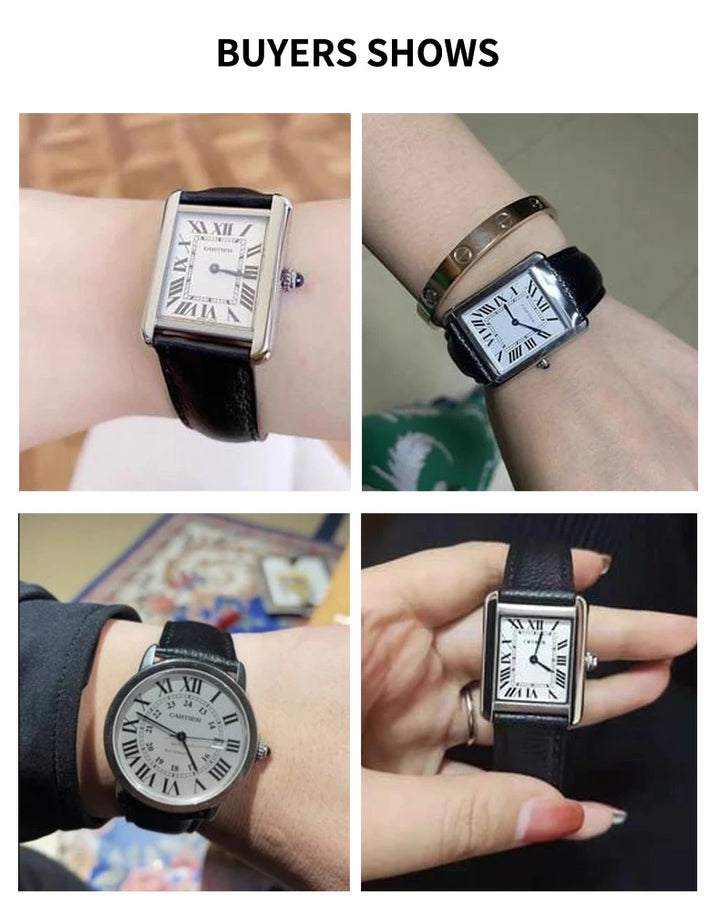 Cowhide Watch Strap Accessories for Cartier Tank – 16–23mm, Stainless Steel