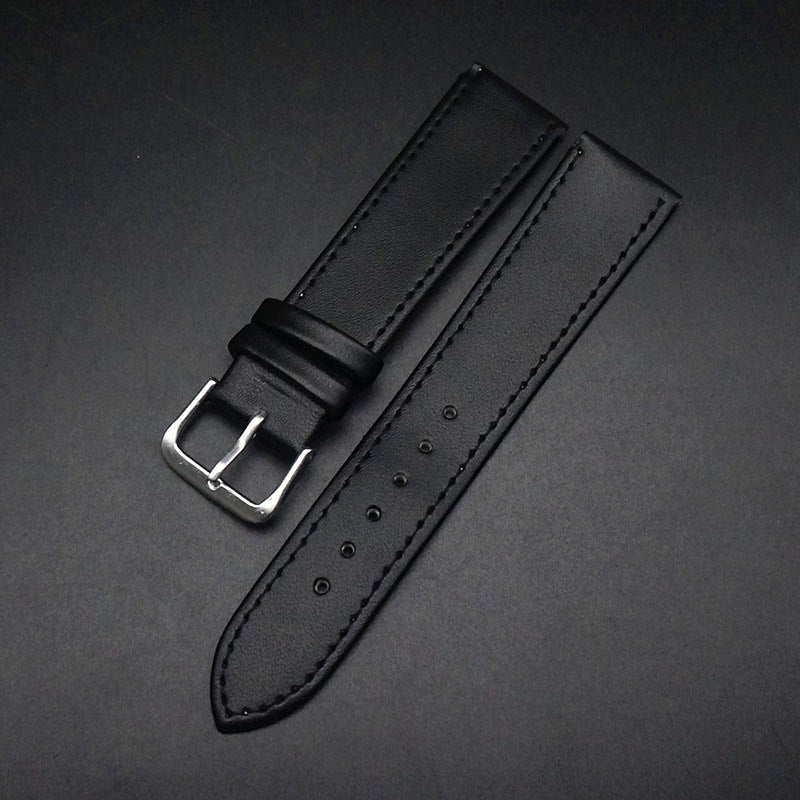 PU Leather Watch Strap Black & Brown (12–22mm, Unisex)