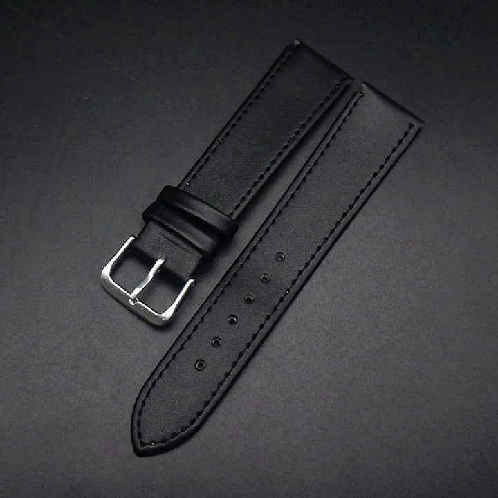 PU Leather Watch Strap Black & Brown (12–22mm, Unisex)