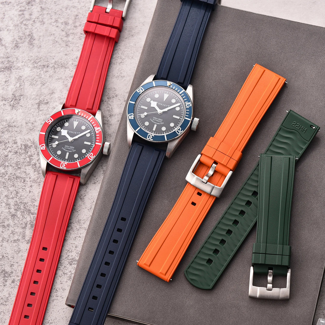 Original New Design Frosted Grain HNBR Rubber Watch Strap 20mm 22mm Locking Feature Quick Release Diving OSAND Rubber Watch Band