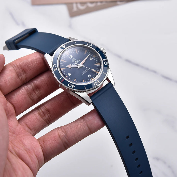 Premium Grade Flat Smooth FKM Rubber Watch Strap 16mm 18mm 20mm 22mm 24mm Soft Quick Release Rubber Watch Bands