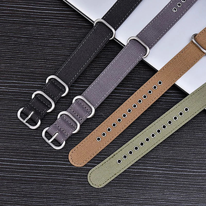 Nylon Canvas Watch Strap with Ring Buckle (18/20/22mm)