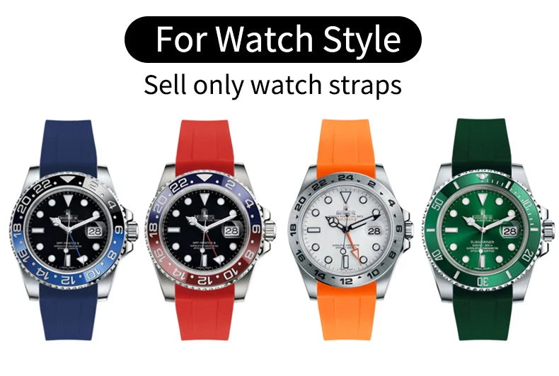 20mm Silicone Rubber Watch Strap for Rolex Models