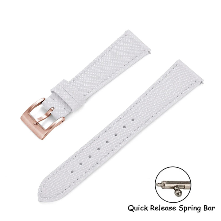 Quick Release Saffiano Leather Watch Strap – 18-24mm Universal
