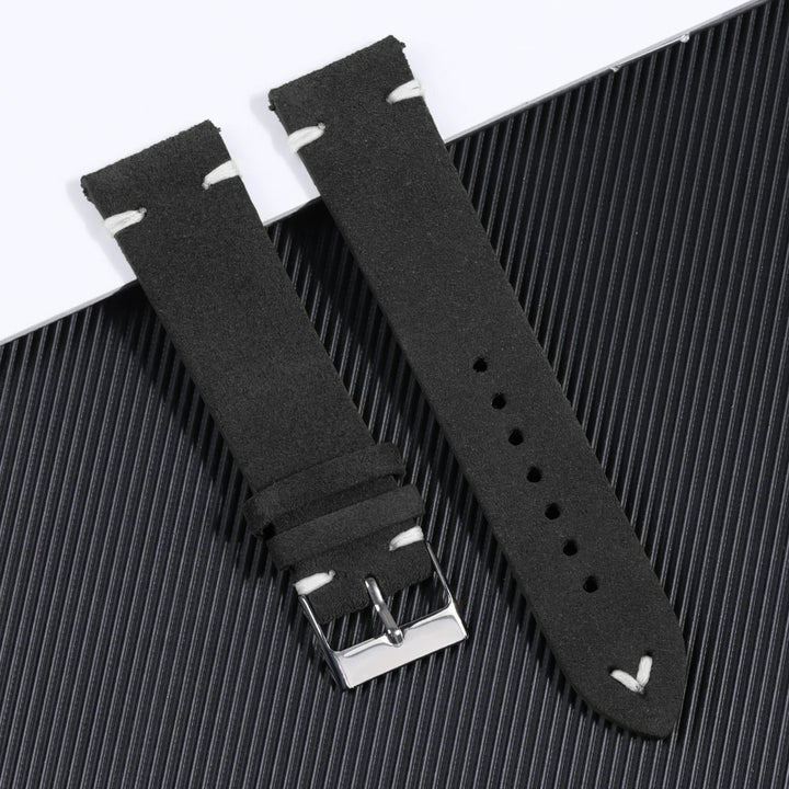 Vintage Suede Leather Watch Strap (Handmade Stitching)