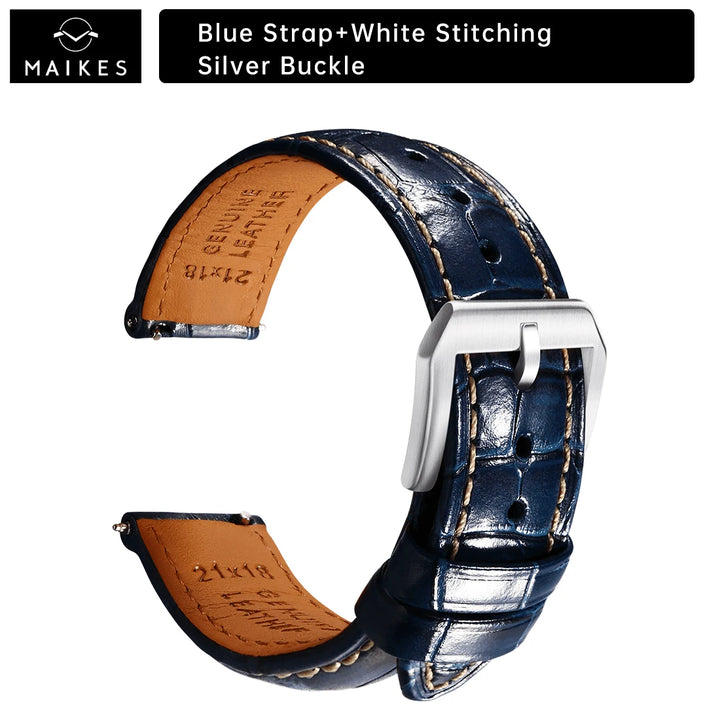 Maikes Luxury Brand Leather Watch Straps 20mm 21mm 22mm Accessories Watchbands Braceletes For Rolex Breitling Omega Watch Bands