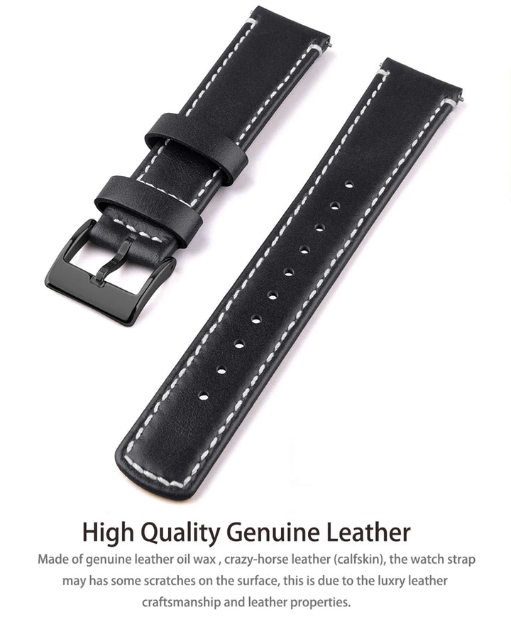 Genuine Top Grain Leather Quick Release Watch Band 20–22mm for Samsung Galaxy Watch