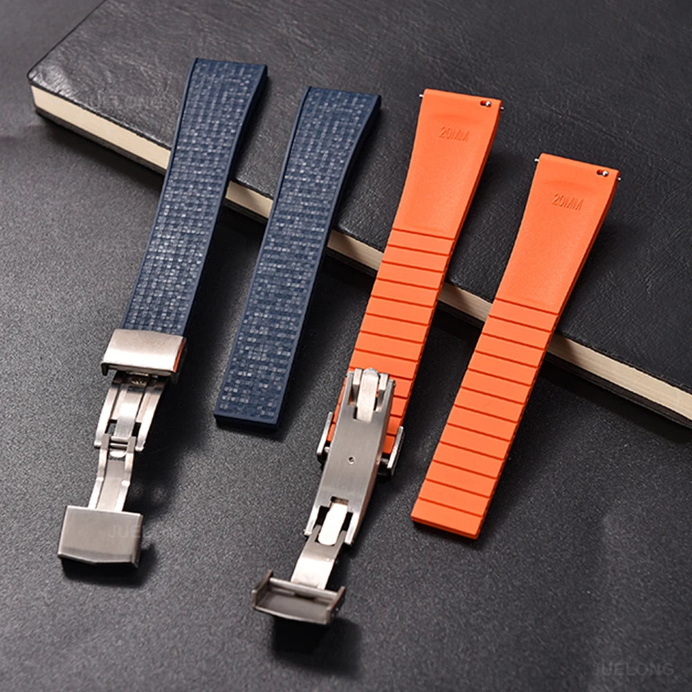 JUELONG Mosaic FKM Rubber CTS Strap 20mm 22mm Quick Release Spring Clasp For Perfect Fit Flat End Universal Watch Straps