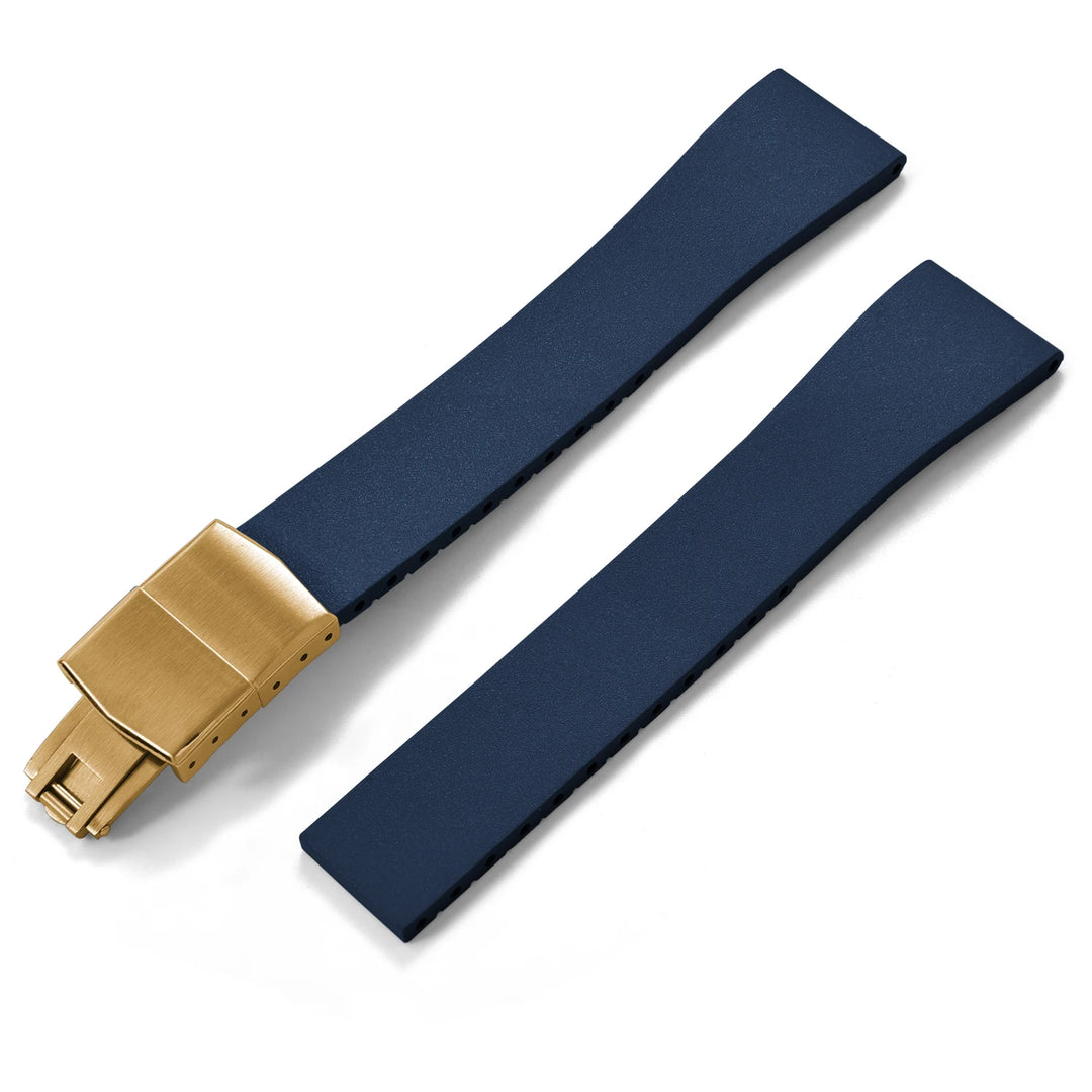 JUELONG CTS FKM Rubber Watch Strap 16–22mm Quick Release with Gold