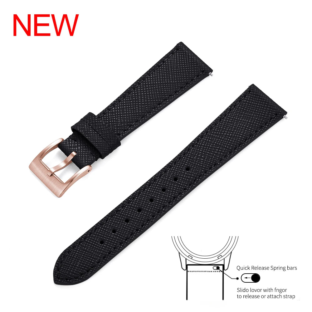 Premium Grade Quick Release Vintage Stitched Leather Watch Strap Saffiano Leather Watchbands 18mm 19mm 20mm 21mm 22mm 23mm 24mm