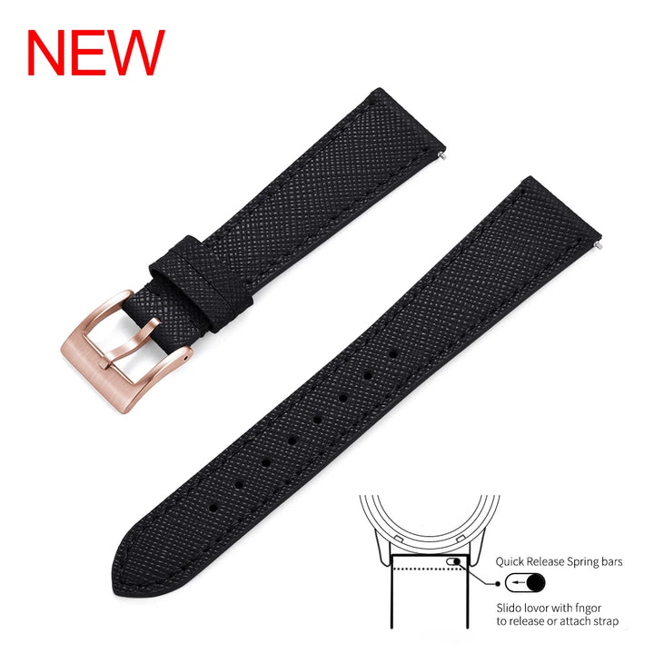 Premium Grade Quick Release Vintage Stitched Leather Watch Strap Saffiano Leather Watchbands 18mm 19mm 20mm 21mm 22mm 23mm 24mm