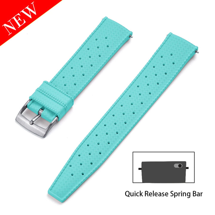 JUELONG PFAS-Approved Quick Release Tropical FKM Rubber Watch Strap 18-19-20-21-22-23-24mm Perfect Fit Flat End Universal Bands