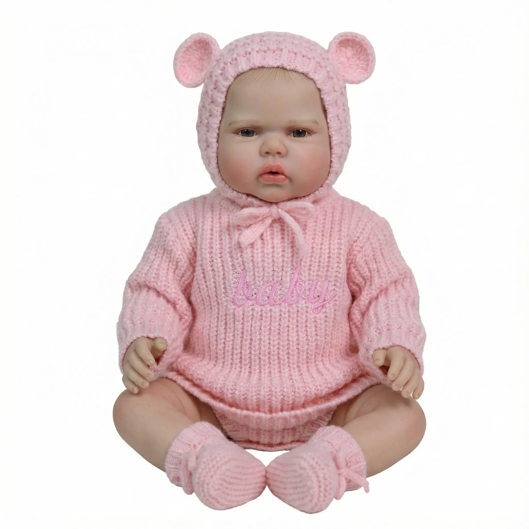 NPK 19inch Small Awake Pickle Reborn Baby Doll with 3D Skin And Multiple Layers Painting - Lifelike Newborn Soft Cloth Body Doll