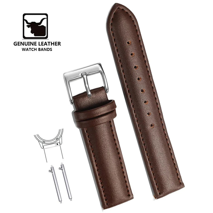 Premium Genuine Leather Watch Strap – 12–24mm with Tool