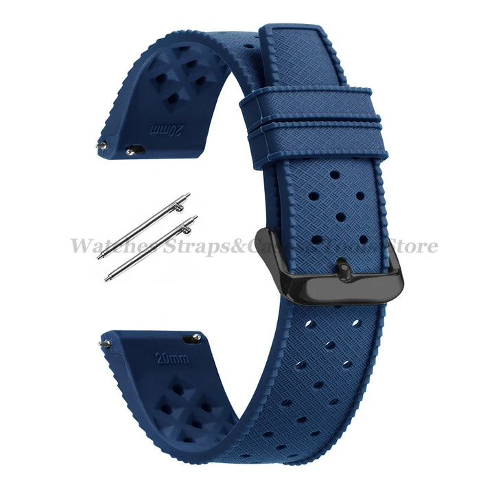 Tropical Silicone Watch Band Quick Release Strap 18mm 20mm 22mm for Oris for Seiko for Citizen Rubber Tropic Smart Watch Straps