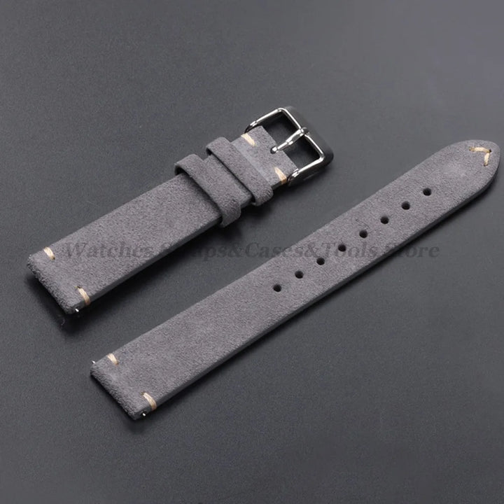 Vintage Suede Leather Watch Band 14–22mm for Omega & Seiko (Handmade,