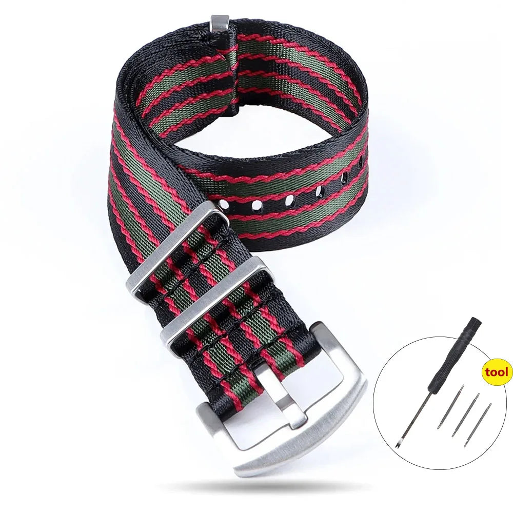 High‑Density Nylon Watch Strap – 20/22mm, Military Style