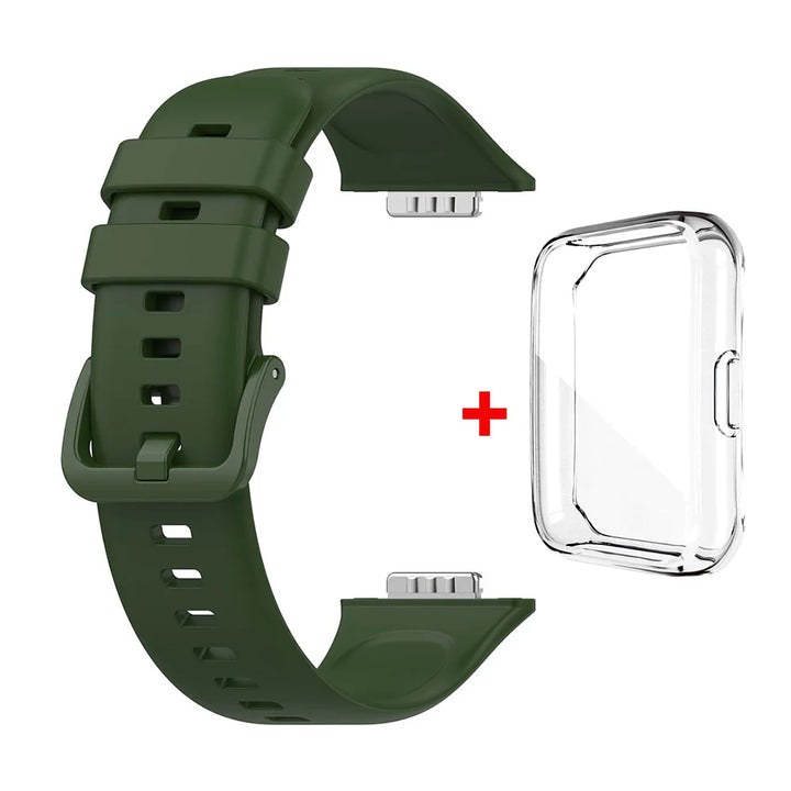 Silicone Strap with Transparent TPU Case for Huawei Watch Fit 2