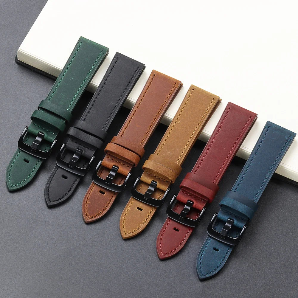 Calfskin Genuine Leather Watchbands Black Blue Watch Band 18mm 20mm 22mm 24mm Smartwatch Strap Dark Brown Watches Accessories