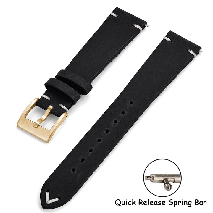 Crazy Horse Vintage Leather Quick-Release Watch Strap (18-22mm)