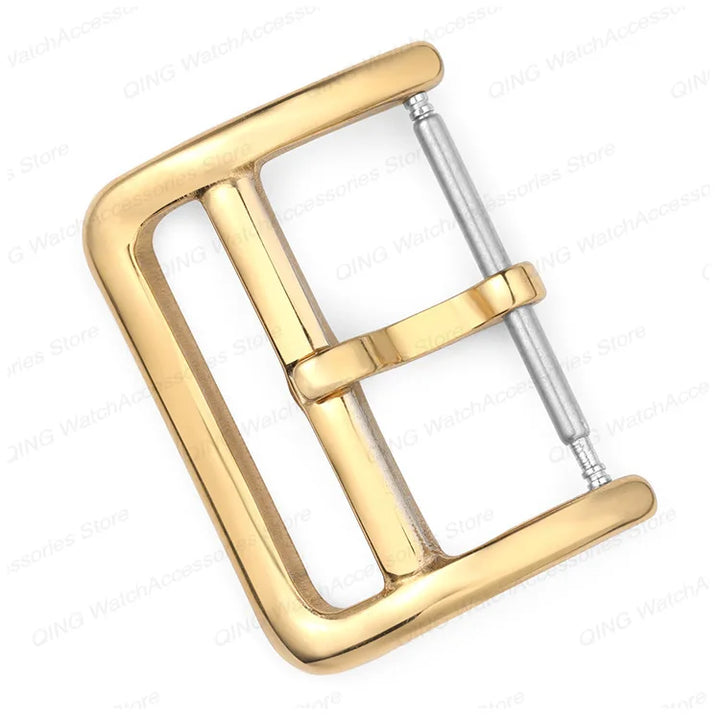 Stainless Steel Metal Watch Buckle 12–22mm (Polished, Silver/Black/Rose Gold)