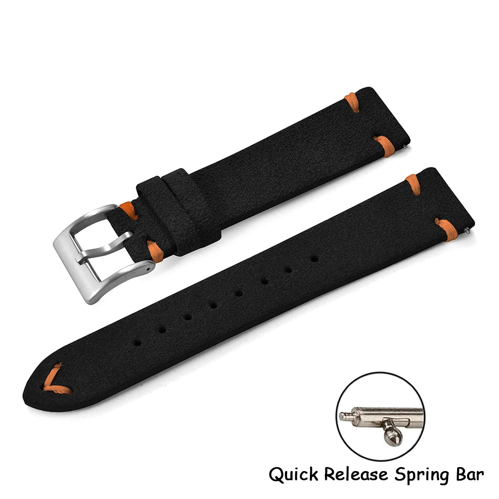 Suede Leather Watch Strap – 20-22mm Quick Release