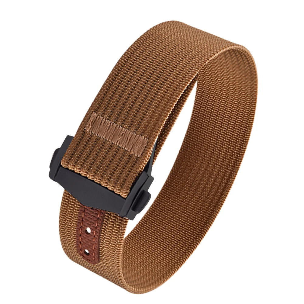 JUELONG Canvas Sailcloth Watch Strap 18mm 20mm 22mm Rubber Hole Sport Waterproof Folding Buckle Watchband For Omega Swatch Moon