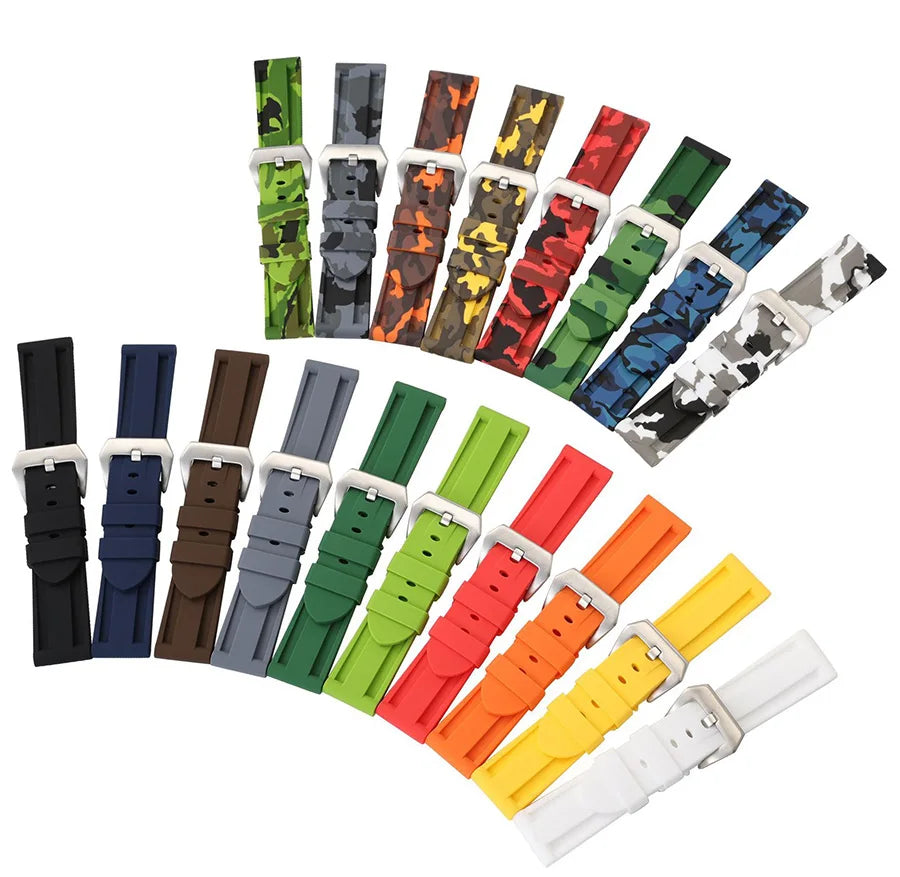 Soft Silicone Rubber Watch Band 20–26mm for Panerai