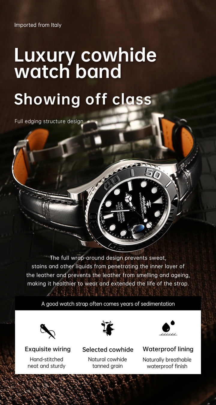 MAIKES Luxury Leather Watch Strap Quick Release Accessories For Rolex Omega IWC Watchbands Green 19mm 20mm 21mm 22mm Watch Band