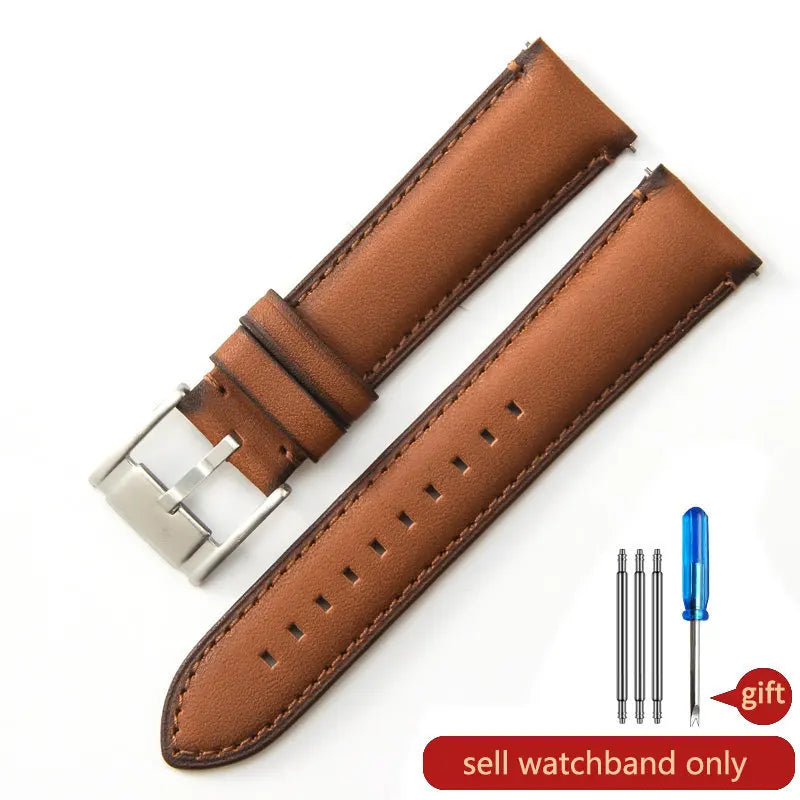 Genuine Leather Watch Strap for Fossil (22/24mm, Dark Blue)