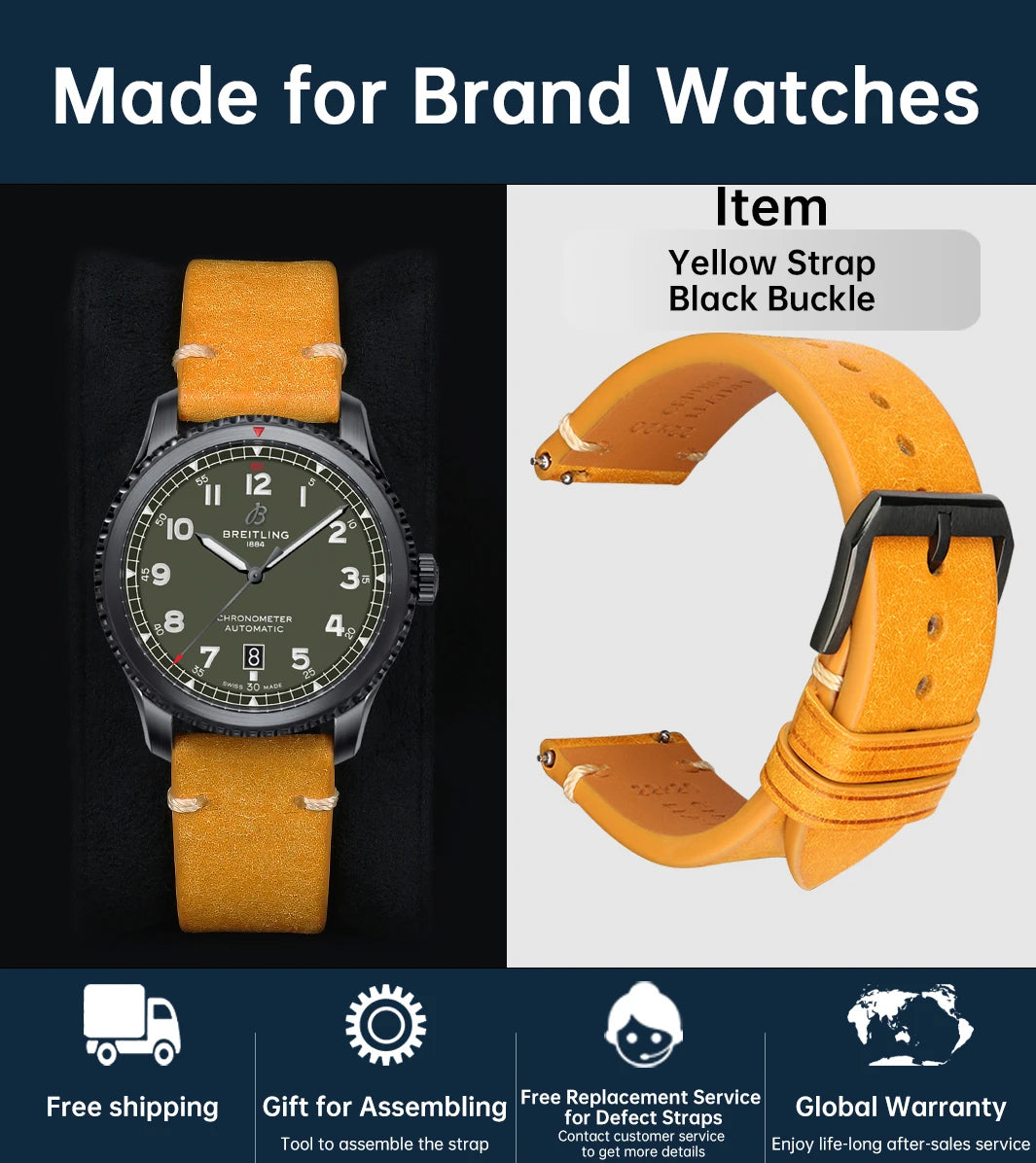 Top Full Grain Leather Watch Strap Quick Release For IWC MIDO SEIKO Watchband Accessories Bracelet Italian Cowhide Watch Band