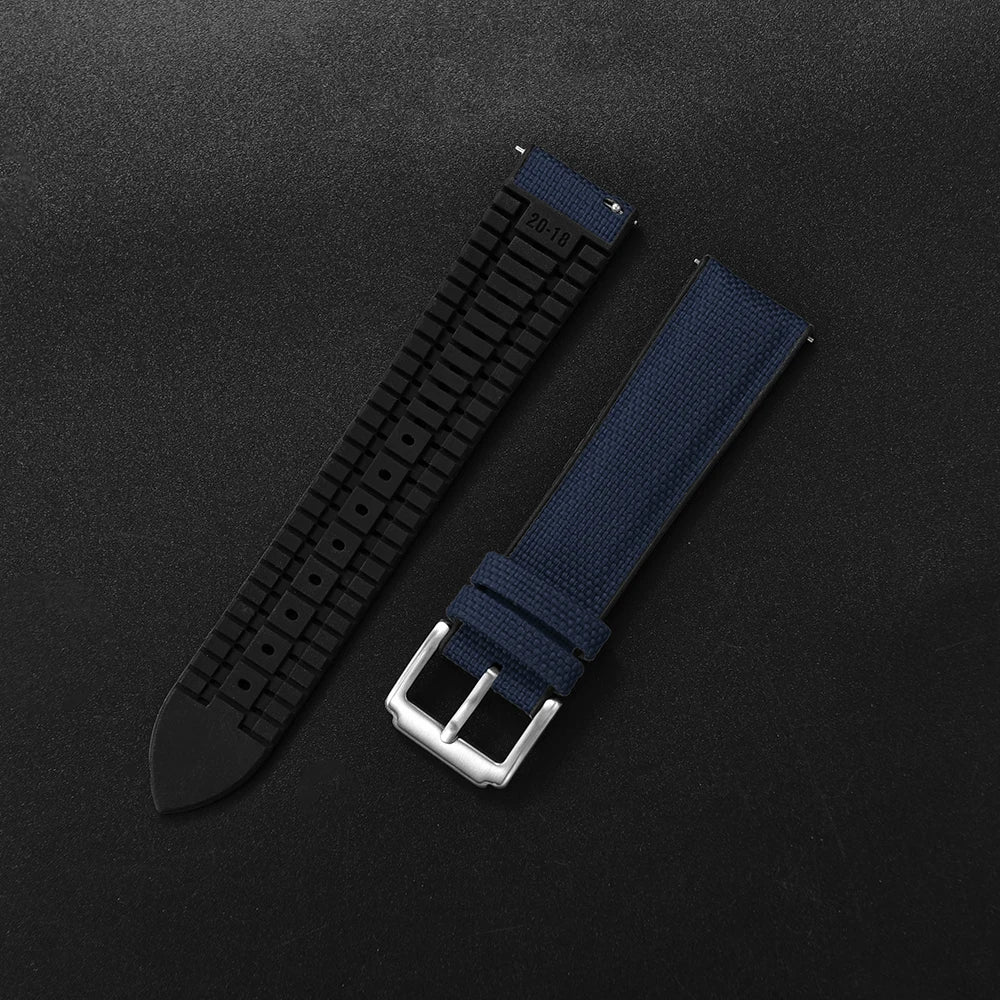 NATOBELT Rubber Sailcloth Strap 18mm 19mm 20mm 21mm 22mm Canvas Nylon Quick Release WatchBand Perfect Fit Flat End Universal