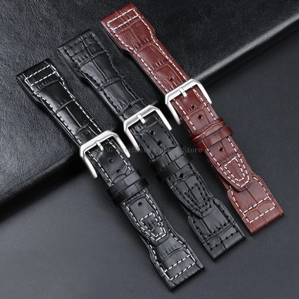 Genuine Cowhide Leather Strap for IWC Pilot – 20/21/22mm, Folding Buckle