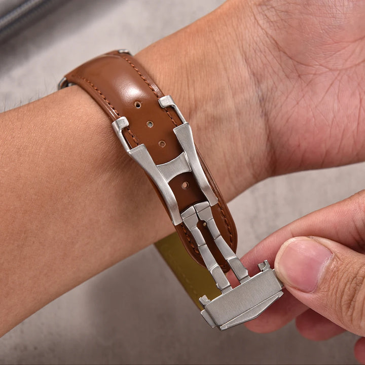 Cowhide Leather Strap Folding Buckle 19mm 20mm 21mm 22mm for Omega Seamaster Universal Leather Watch Band Watch Accessories Men