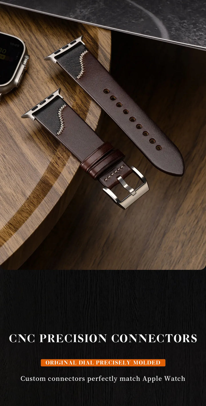 Bicolor Leather Apple Watch Band Series 10 & Ultra 41–49mm – MAIKES