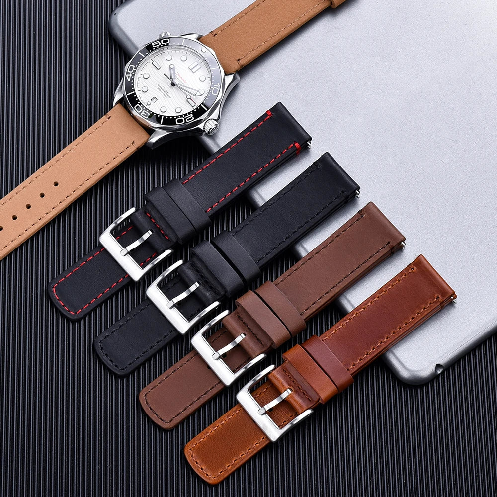 NATOBELT High Quality Leather Watch Strap 20mm 22mm Quick Release Leather Watch Band Strap Replacement Belt For Men Women