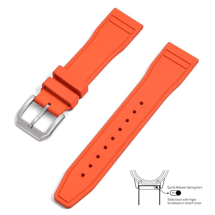 Premium Grade Fluororubber FKM 20mm 21mm 22mm Watch Strap Diving Waterproof Quick Release Watchbands